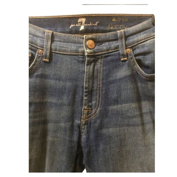 Seven for All Mankind 'The Ankle Skinny' Skinny Denim Jeans in a Dark Wash (28W) - Picture 5 of 10